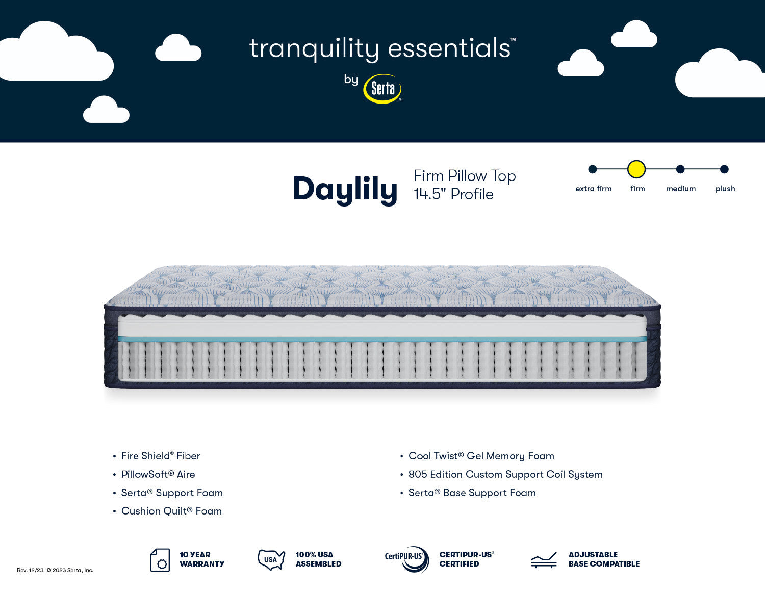 Serta® 14.5" Daylily Firm Pillow Top