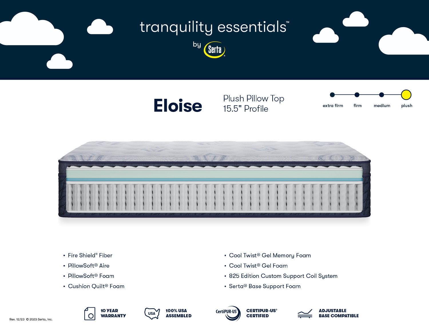 Serta® 15.5" Eloise Plush Pillow Top